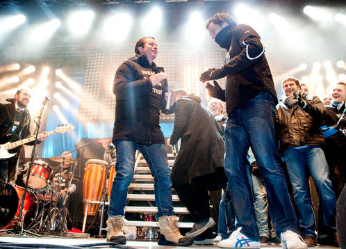 Svenska Mästare 2010, SM-guld, jubel, glädje. Daniel Andersson och Yago Fernandez dansar robot-dans.