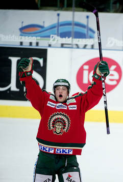 Robin Lindqvist, Frölunda, gör 3-0, jubel
