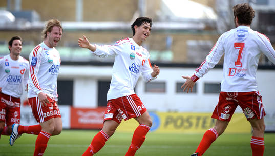  Christoffer Wiktorsson, Marcus Nilsson, Christophe Lallet, Degerfors, jubel
