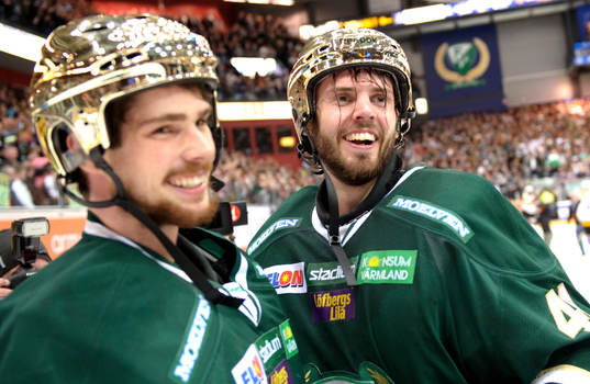 Cristopher Nihlstorp, målvakt, Färjestad, jubel. SM-guld,