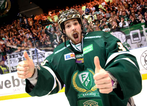 Alexander Salak, målvakt, Färjestad, jubel, glädje.