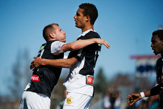  Kari Arkivuo och Mathias Ranegie, Häcken, jubel efter 0-3.