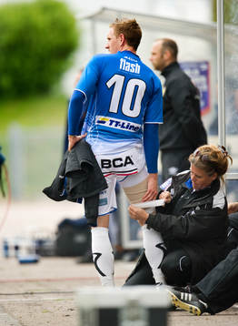 Marcus Pode, Trelleborg skada, tejpar låret