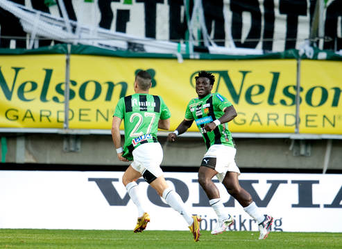  Mervan Celik, GAIS, gör 1-0, jubel Razak Omotoyossi