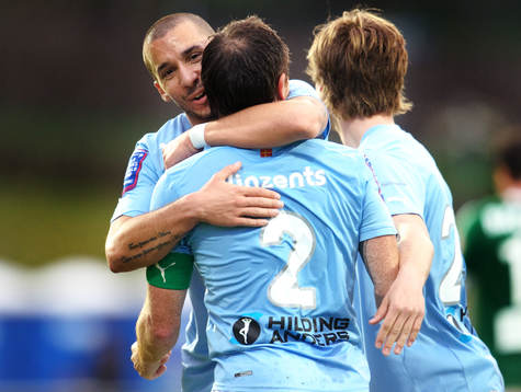  Guillermo Molins, Malmö FF, Ulrich Vinzents, Malmö FF, jubel.