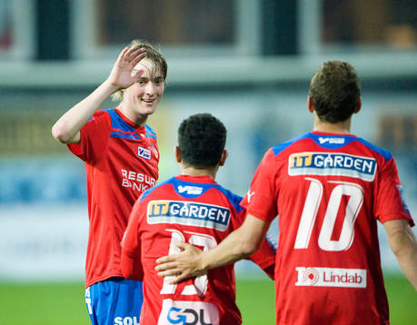  Rachid Bouaouzan, Rasmus Jönsson, Alexander Gerndt, jubel, Helsingborg