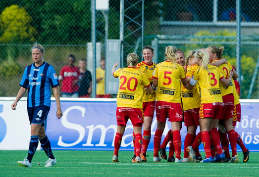  Caroline Sjöblom, Djurgården och jubel efter 3-0 av Madeleine Edlund, Tyresö.