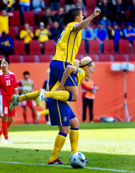  Jessica Landström, Lisa Dahlkvist, Sverige, jubel.
