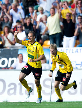 Pär Eriksson och Anton Dahlström, Mjällby (Jubel)