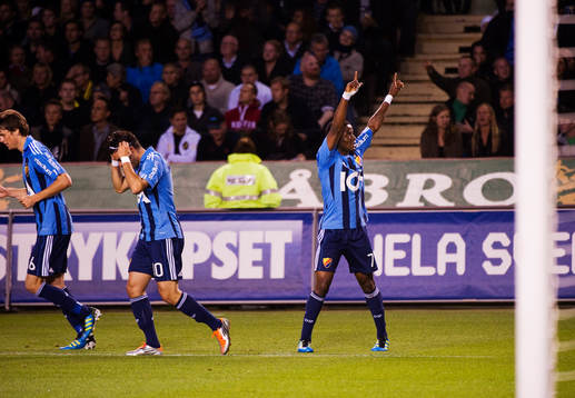  Kennedy Igboananike, Djurgården, jubel efter att ha gjort 0-1.