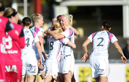  Caroline Seger, Malmö, glädje jubel efter 1-0 av Frida Nordin