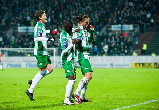  Paulinho Guara, Maic Sema och Erik Figueroa, Hammarby jubel efter 5-2 på straff
