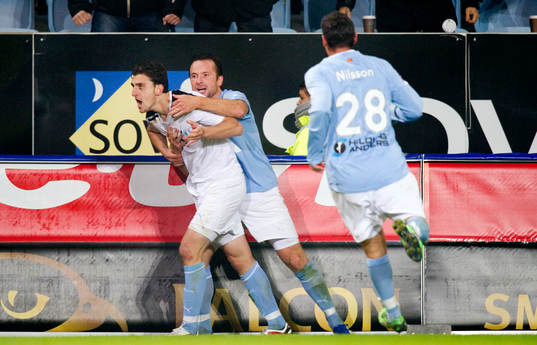  Agon Mehmeti, Ulrich Vinzents, Alexander Nilsson, Malmö FF jubel, glädje.