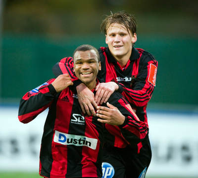  Victor Söderström och Serge-Junior Martinsson Ngouali, Brommapojkarna, jubel efter 3-1.