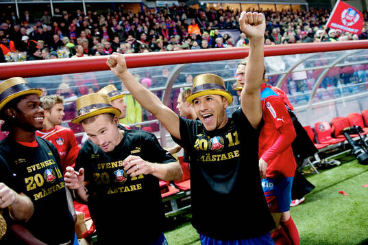  Christoffer Andersson, Ardian Gashi. SM-guld, Svenska Mästare 2011,   jubel, glädje.