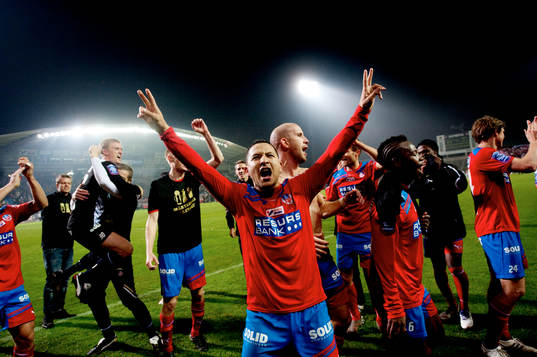 Rachid Bouaouzan, Helsingborg, firar guldet i Svenska Cupen. jubel.