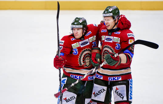 Anton Axelsson, Christian Bäckman, Frölunda, jubel, 2-2