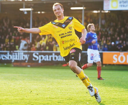  1-0 Pär Ericsson, Mjällby, jubel.