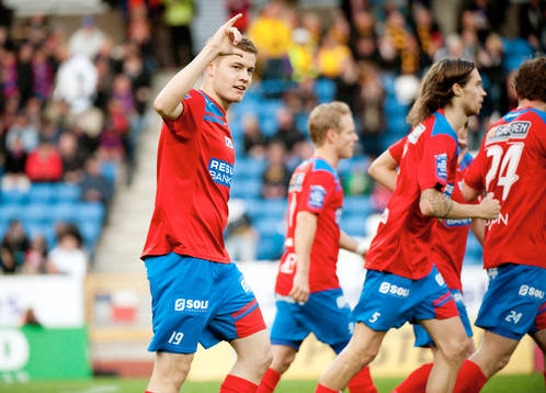  Alfred Finnbogason, Helsingborg gör 1-0. Jubel.