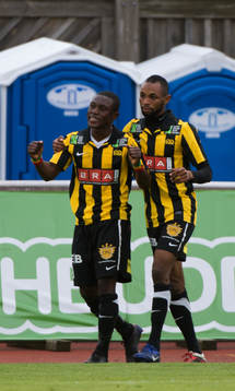  Abdul Majeed Waris,  Häcken, gör 3-0, jubel René Makondele