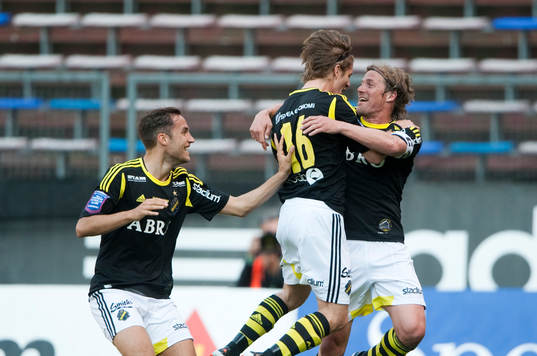  Martin Lorentzson, AIK jubel tillsammans med Daniel Tjernström efter 3-2