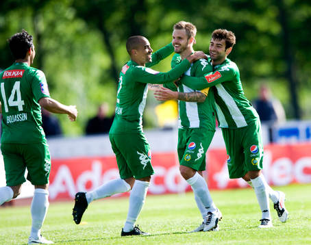  1-1 Andreas Dahl, Hammarby, jubel med Billy Berntsson och Adis Husidic