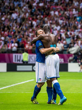  Antonio Cassano, Italien, kram, jubel, glädje med Mario Balotelli.