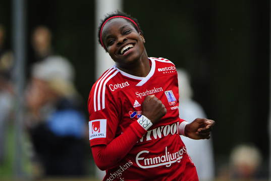  Danesha Adams, Vittsjö, jubel efter 1-0.