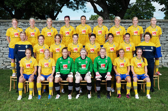 Bakre raden fr.v. Marie Hammarström, Caroline Seger, Sofia