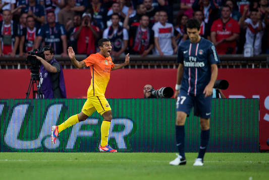  Rafinha, Barcelona, gör 0-1, jubel