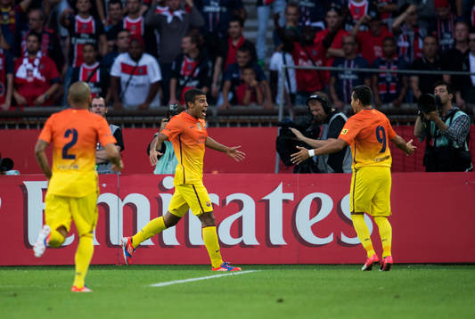  Rafinha, Barcelona, gör 0-1, jubel