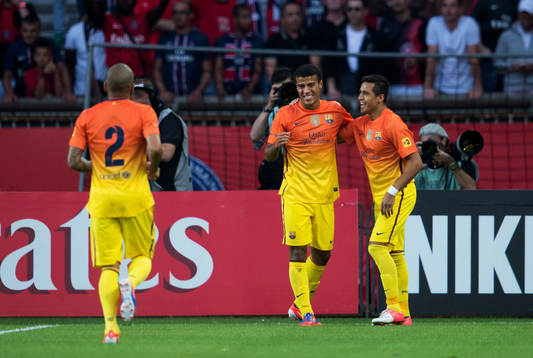  Rafinha, Barcelona, gör 0-1, jubel