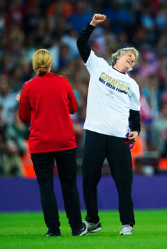  Pia Sundhage, tränare, USA, jublar. Jubel.