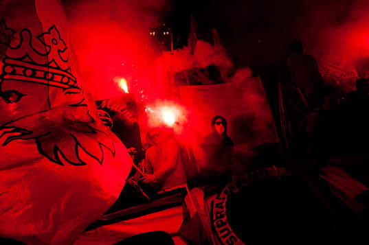 Bengaler från Malmöklacken på Borås arena innan