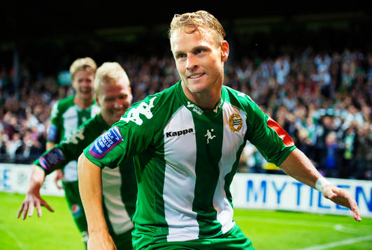  Erik Sundin, Hammarby, jublar efter sitt 2-0-mål.