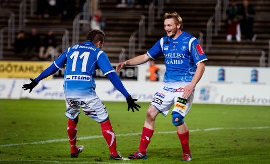  Thiago Pinto Borges, Fredrik Jensen, Trelleborg jublar.