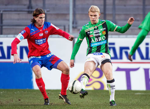 Jesper Björkman, Helsingborg, och Linus Tornblad, GAIS, i