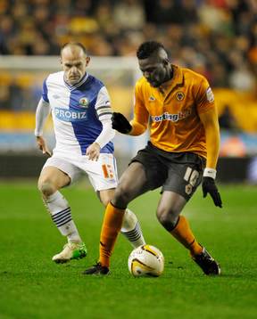 l - Wolverhampton Wanderers v Blackburn Rovers - npower Football League Championship - Molineux - 11/1/13 Wolves' Bakary Sako (R) in action against Blackburn's Danny Murphy