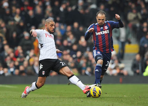 l - Fulham v Stoke City - Barclays Premier League  - Craven Cottage - 23/2/13 Fulhams' Ashkan Dejagah and Stoke's Matthew Etherington in action