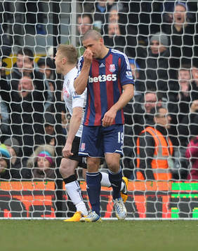 l - Fulham v Stoke City - Barclays Premier League  - Craven Cottage - 23/2/13 Stoke's Jonathan Walters (R) looks dejected