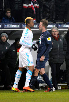  Altercation Jordan AYEW / David BECKHAM - 27.02.2013 - Paris Saint Germain / Marseille - 1/8Finale Coupe de France