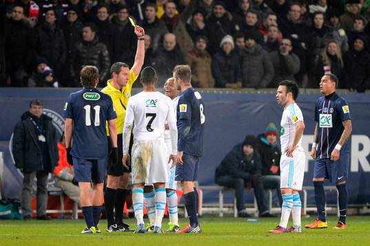  Altercation Jordan AYEW / David BECKHAM - 27.02.2013 - Paris Saint Germain / Marseille - 1/8Finale Coupe de France