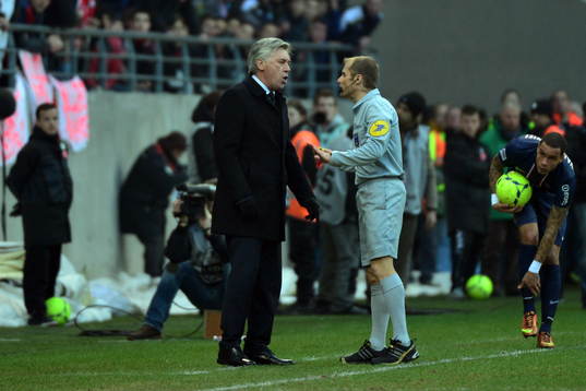 Carlo ANCELOTTI / Philippe KALT - 02.03.2013 - Reims / PSG
