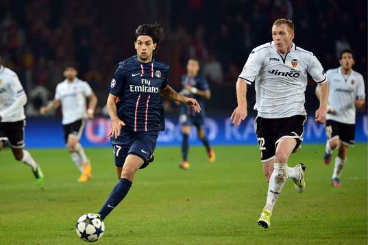  Javier PASTORE / Jeremy MATHIEU - 06.03.2013 - Paris Saint Germain / Valence - 1/8 Finale retour Champions League