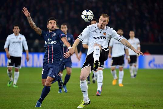  Ezequiel LAVEZZI / Jeremy MATHIEU - 06.03.2013 - Paris Saint Germain / Valence - 1/8 Finale retour Champions League