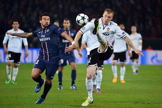  Ezequiel LAVEZZI / Jeremy MATHIEU - 06.03.2013 - Paris Saint Germain / Valence - 1/8 Finale retour Champions League