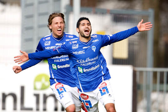 Imad Zatara och Martin Christensen, Åtvidaberg jublar efter 1-0.