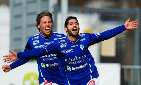 Martin Christensen och Imad Zatara, Åtvidaberg jublar efter 1-0-målet.