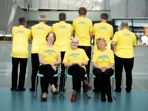  Bakre raden fr.v Kenneth Håkansson, Bert Andersson, Karl-Erik Nilsson, Jörgen Eriksson, Per Darnell och Mikael Santoft. Främre raden fr. v Annelie Larsson, Rose-Marie Frebran och Britt-Marie Kihlman.