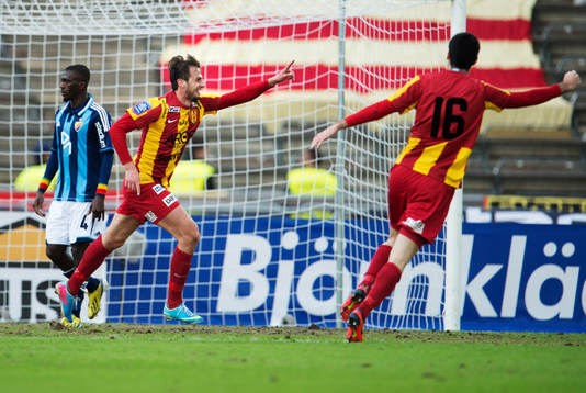 Besim Kunic, Syrianska, jublar efter att ha gjort 0-1.
